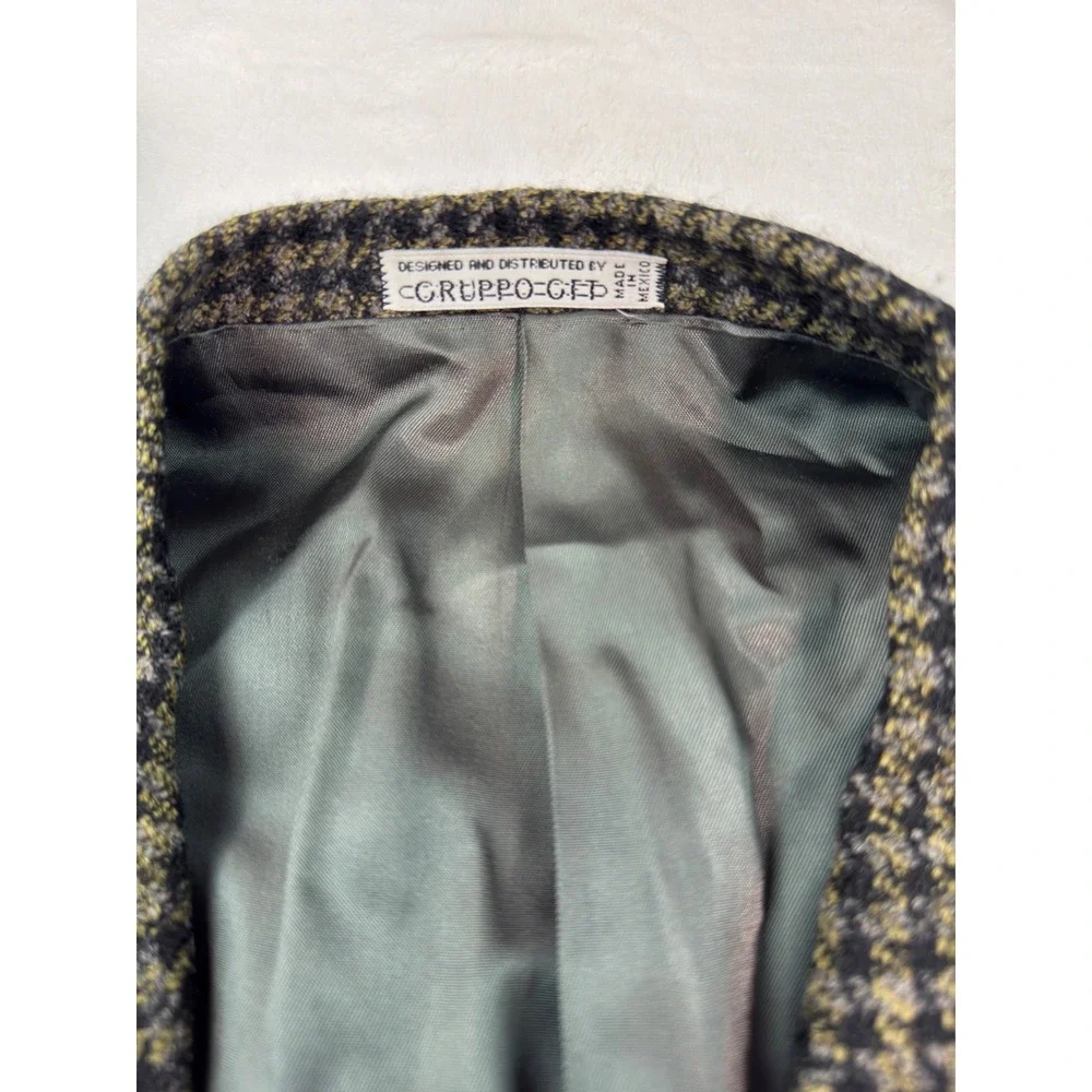 Andrew Fezza Gruppo GFT Mens Houndstooth Blazer Sport Coat Brown Olive 2 Button